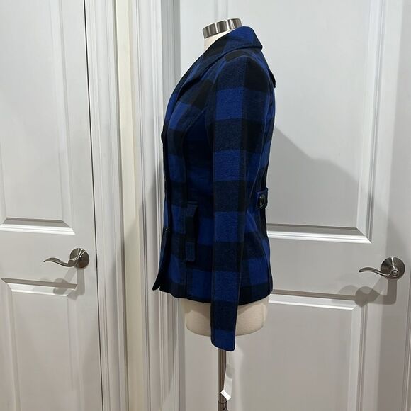 New! Rampage Blue & Black Plaid Peacoat Size Small NWT - Picture 7 of 16